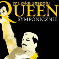 Concert poster with a drawing of Freddie Mercury with his one hand up.