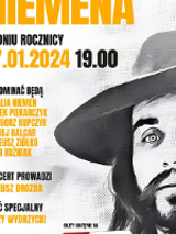 Concert poster: on the right black and white photo of Czesław Niemen's face, on the left information about the event.
