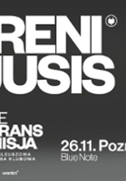 Concert poster: information about the event- white text on black background.