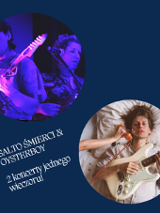 Concert poster - two pictures of the performers in circles on a dark-blue background.