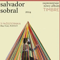 Concert poster: information about the event and a drawing of a man sitting in colourful tent looking like a pyramid.