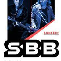 Concert poster: photo of two musicians and the band name.