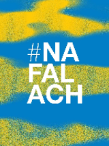 Event poster in blue and yellow colours. In the middle a white title of the concert series #NaFalach