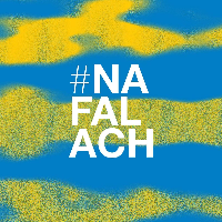 Event poster in blue and yellow colours. In the middle a white title of the concert series #NaFalach