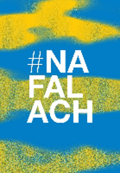 Event poster in blue and yellow colours. In the middle a white title of the concert series #NaFalach