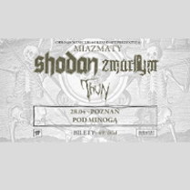 Concert poster in grey colours with information about the event.