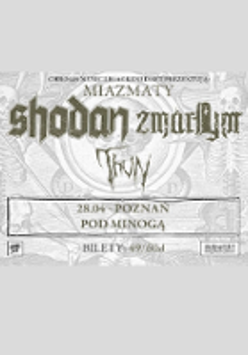 Concert poster in grey colours with information about the event.