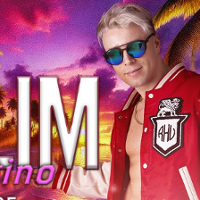 Concert poster: photo of Skolim and his name on colourful background.