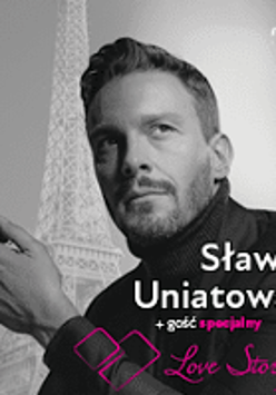 Concert poster - black and white photo of Sławek Uniatowski