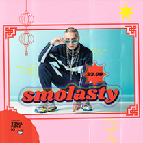 Concert poster: photo of Smolasty in colourful frame.