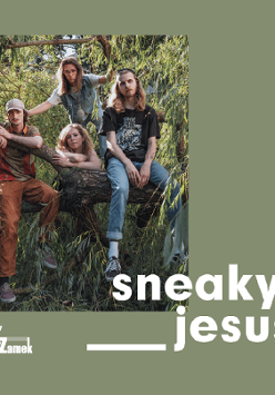 Concert poster: photo of the band and the name of it.