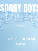 Concert poster in light blue and white colours.