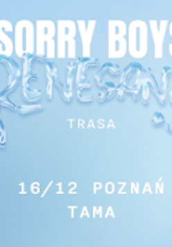 Concert poster in light blue and white colours.