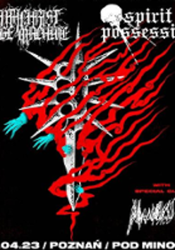 Event poster: information about the concert and an abstract graphic in red and white colours.