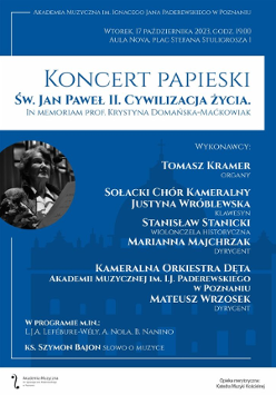 Part of a concert poster: information about the event on a blue background. A small black and white photo of a woman on the left.