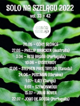 Poster of "Solo na Szelągu" concerts - information about the concerts on green and black background.