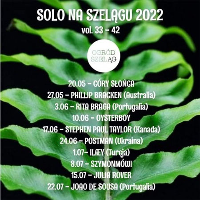 Poster of "Solo na Szelągu" concerts - information about the concerts on green and black background.