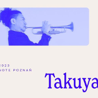 Concert poster - photo of the artist playing the trumpet and information about the event.