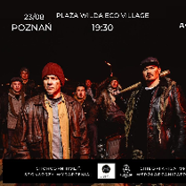 Concert poster: photo of the band and information about the event.