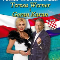 Photo of Teresa Werner and Goran Karan. Polish and Croatian flags as a background.