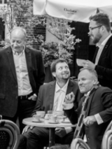 Black and white picture of concert performers