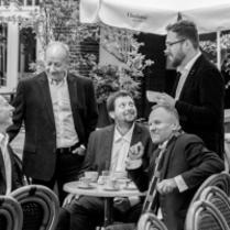 Black and white picture of concert performers