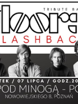 Concert poster: black and white photo of the band and information about the event.