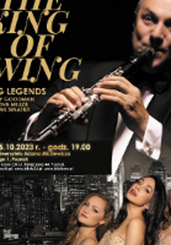 Concert poster: man playing the clarinet and information about the concert.