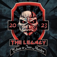 Concert poster with band's name and concert title. In the center face of Eddie - Iron Maiden's mascot.