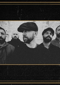 Black and white photo of The Rumjacks band.