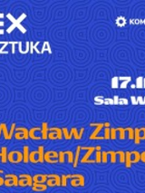 Concert poster with information about the event, dark blue background.