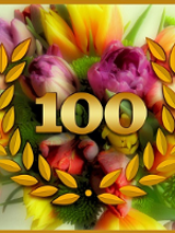 Colourful poster with number 100 in the middle.