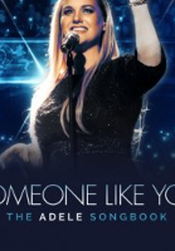 Concert poster: the title of the concert and a smiling woman standing by the microphone.