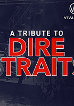 Concert poster: red inscription "Dire Straits" and smaller white inscription "A tribute to" on a black background.