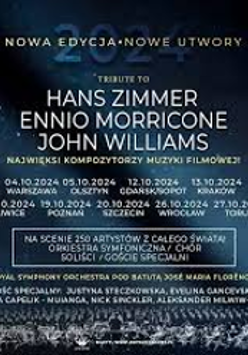 Concert poster: information about the event - white text on dark blue background.