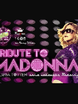 Concert poster - photo of the artist and the title of the event on black and violet background.