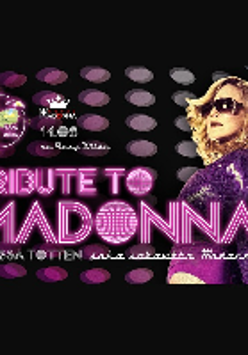 Concert poster - photo of the artist and the title of the event on black and violet background.