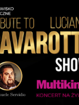 Concert poster with small photo of Pavarotti and information about the event.