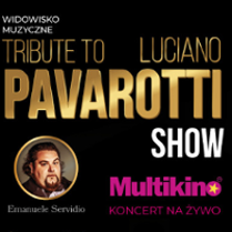 Concert poster with small photo of Pavarotti and information about the event.