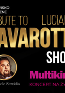 Concert poster with small photo of Pavarotti and information about the event.