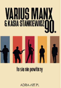 Concert poster: the title of the concert and the silhouettes of five people in colorful rectangles.