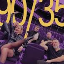 Photo of the band and the title of the tour 90/35