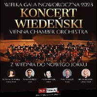 Concert poster - photo of the orchestra and information about the event.