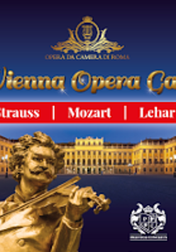 Concert poster with golden monument of a man playing the violin.