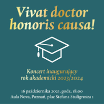 Concert poster: information about the concert and a drawing of an academic mortarboard in the middle of the poster.