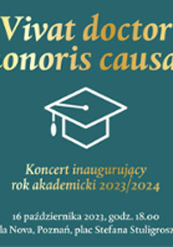 Concert poster: information about the concert and a drawing of an academic mortarboard in the middle of the poster.
