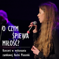 Concert poster: information about the event and photo of a singing young woman.