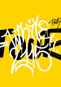 Concert poster in yellow, white and black colours.