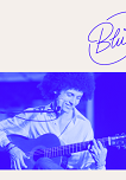 Poster in white and blue colours: photo of Will Santt playing the guitar. In the upper right corner Blue Note club logo.