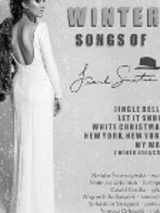 Concert poster - black and white picture of the singer in elegant white dress and information about the event.